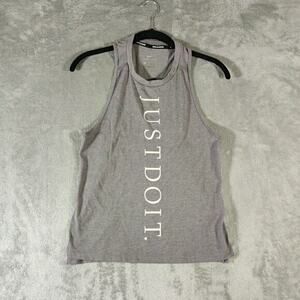 Nike Tank‎ Top Womens XS Gray Dri Fit Just Do It Raceback Activewear Sportswear